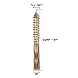 sourcing map 48pcs M5 x 50mm Hanger Bolts Double Sided Threaded Pin Bolts for Connecting Wooden Furniture