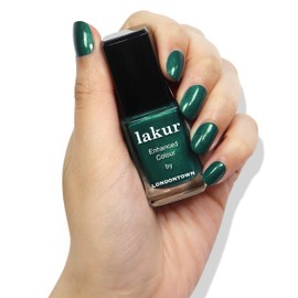 LONDONTOWN lakur Nail Polish - Chip-Resistant, Non-Toxic, Conditions & Hydrates Nails | Shimmery Emerald Green, Mistletoe, .40 fl oz