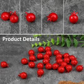 InnoHHustle 50Pcs Mini 0.79 Inch Artificial Pomegranate Realistic Fake Fruit Home House Kitchen Supermarkets Decoration Autumn Festival Party Photography Props Home Kichen Display Decor