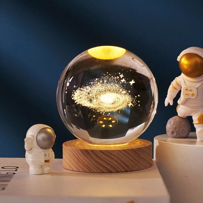 Abigale Lampara De Noche Led 3d Galaxia Bola Cristal Luz