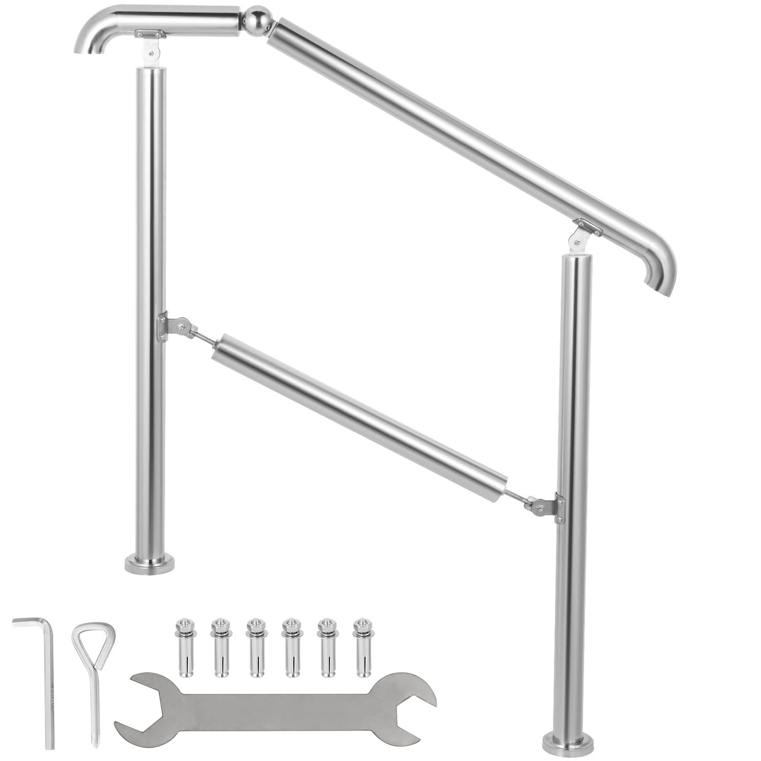VEVOR Handrail for Outdoor Steps, 2-3 Steps Outdoor Handrail ...