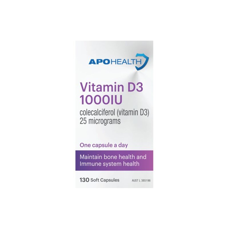 ApoHealth Vitamin D3 1000IU 130 Capsules
