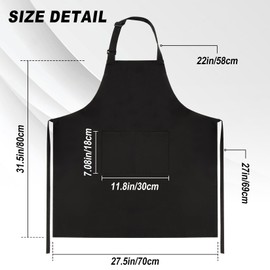 RAINFLOW Chef Apron - 2 Pack Unisex Aprons for Cooking with Large Pockets Black Apron Dress Cooking Waterproof Aprons for Dishwashing Kitchen Accessories Plus Size Grilling Baking Apron 27.5 x 31.5 in