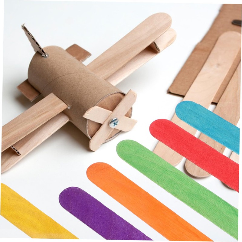 DOITOOL 50pcs Jumbo Popsicle Sticks for Crafts Colorful Crafting Sticks