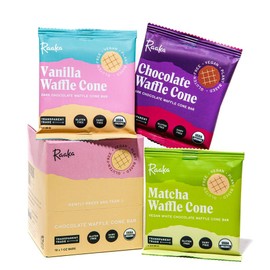 Raaka Chocolate Variety Waffle Cone Bar, Waffle Cone Set in Chocolate | Gourmet Bean-to-Bar Chocolate | Organic, Vegan, Fair Trade, Soy Free, Non GMO, Gluten Free, Kosher| 1.0 oz Bars, 10-Pack