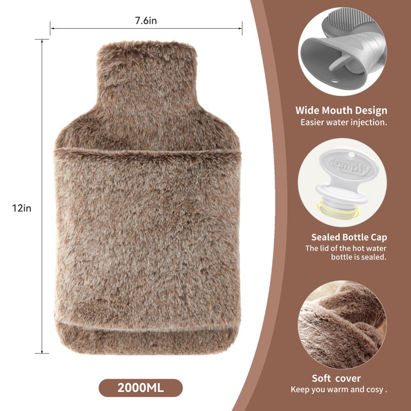 samply Hot Water Bottle with Cover - 2L Hot Water
