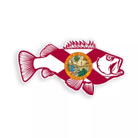 Real Sticky Florida Bass Fish Sticker FL State Flag Fishing Cooler Car Window Bumper Decal
