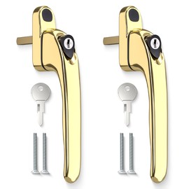 Bwintech 2 Pcs in-Line Pvd Gold UPVC Zinc Window Handle, 43mm Spindle for Indoor and Outdoor UPVC Window