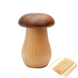 Agirlvct Toothpick Dispenser, Wood Cute Mushroom Toothpick Holder Container Home Kitchen Restaurant Dining Room Christmas Thanksgiving Birthday Gift for Friend Family Decoration(with toothpicks)