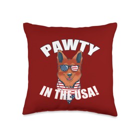 PAWTY IN THE USA Party German Shepherd Dog Sunglasses Meme Throw Pillow