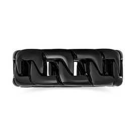 Mens Biker Jewelry Urban Mechanic Black Wide Open Rope Cuban Cable Curb Chain Link Ring Band For Men Gothic Solid Stainless Steel