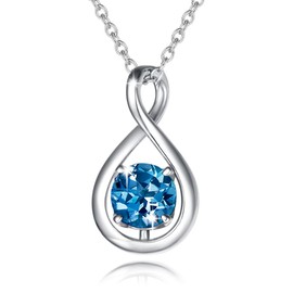 FANCIME London Blue Topaz Necklace November December Birthstone Necklace for Women Sterling Silver Infinity Pendant Fine Jewelry Birthday Anniversary Graduation Gifts for Mom Her