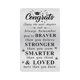 MOQIYXL Congrats Graduation Card, Inspirational College High School Senior Graduation Gifts for Boys Girls Kids 2024, Enjoy The Next Chapter, Small Engraved Wallet Card