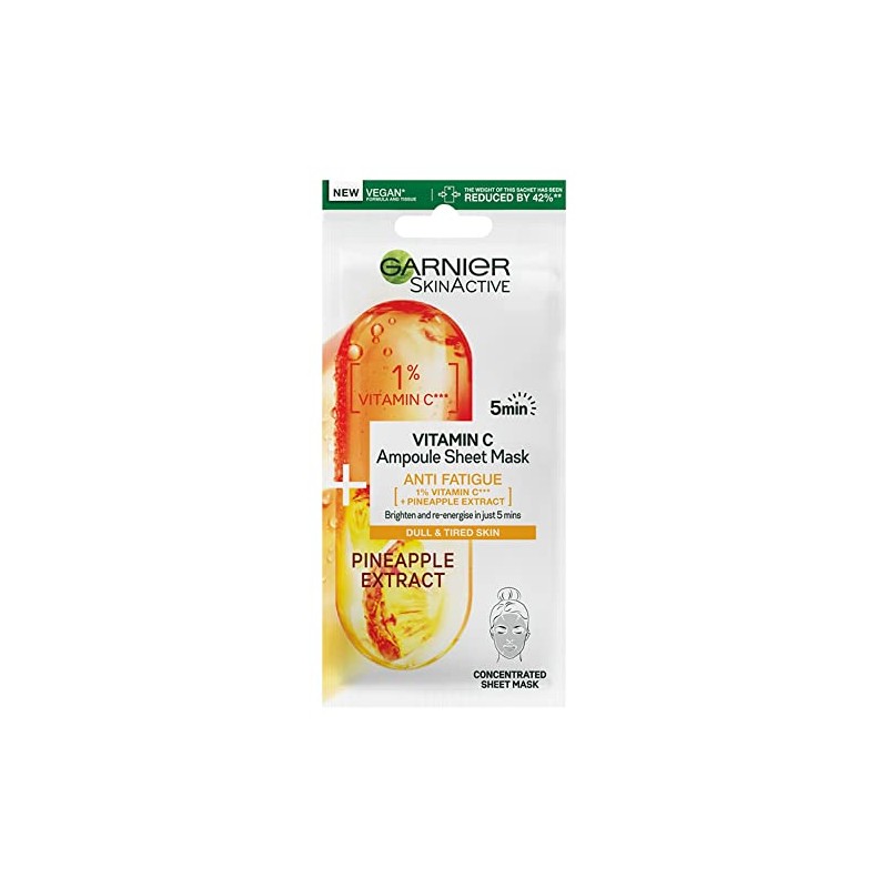 Garnier SkinActive Vitamin C Anti Fatigue Ampoule Sheet Mask, 15g
