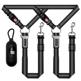 Seyezo Dog Car Seat Belt for Car, 3 Piece Set Retractable Dog Car Harness Adjustable Reflective Dog Seatbelt for Vehicle Headrests, Dog Safety Restraint Seatbelt Heavy Duty& High Elastics, Black