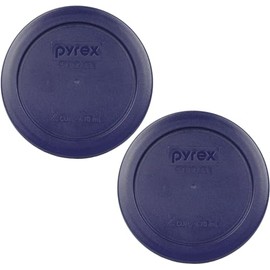 Pyrex 7200-PC 2 Cup Dark Blue Round Storage Lids - Original Genuine Pyrex Lids - 2 Pack