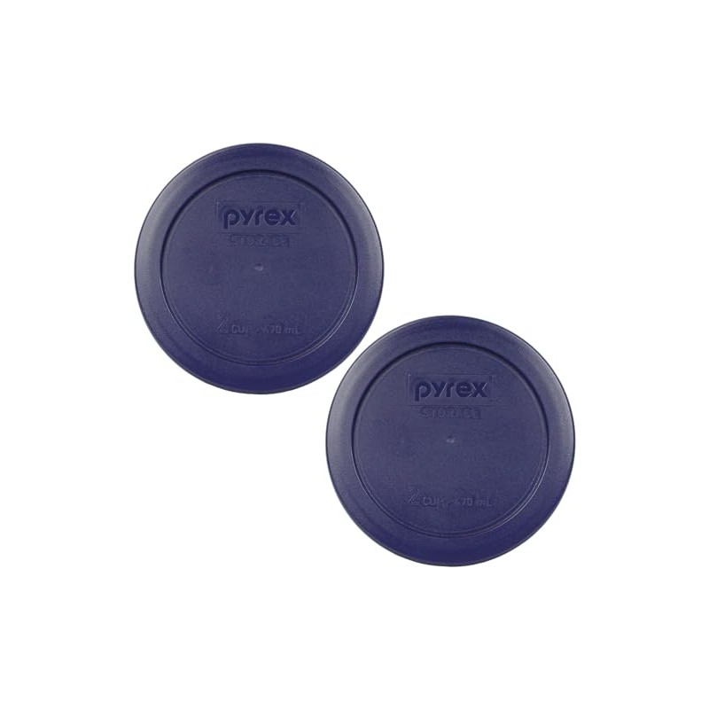 Pyrex 7200-PC 2 Cup Dark Blue Round Storage Lids -