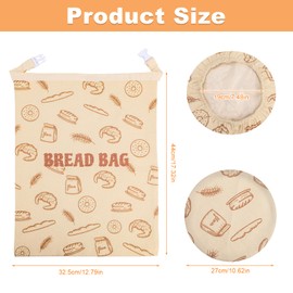 Beeswax Bread Bags with Bowl Cover for Fresh Bread Storage|Sourdough and Homemade Bread Bags, Reusable Food Storage Containers with Fermentation Bowl Cover