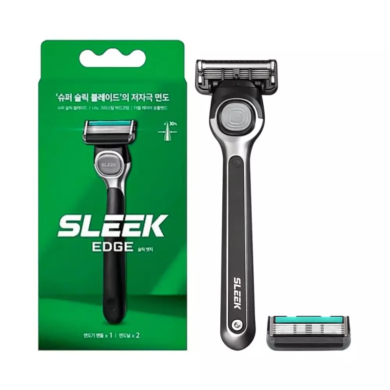 Slick Edge 슬릭 엣지 면도기 면도핸들 1 + 면도날 2입
