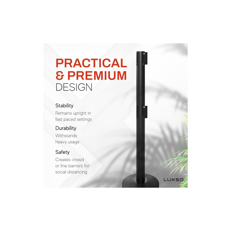 Lukso LUK40SDB Black 40" ADA Compliant Stanchion with Dual 10'