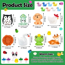 300 Pcs Fairy Garden Kit Miniature Fairy Garden Accessories Mini Animals Mushroom Flower Tiny Animals Figurine Mini Resin Figures Outdoor Micro Landscape Ornaments for Bonsai Terrarium Decor(Stylish)