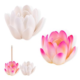 Comidox 2Pcs Elegant Ceramic Lotus Incense Holder 3D Lotus Incense Plate Handmade Flowers Stick Incense Burner Zen-Inspired Home Decor for Tea Yoga Rooms