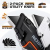 REXBETI Box Cutter 2-Pack, Utility Knife with Blade Storage, 18