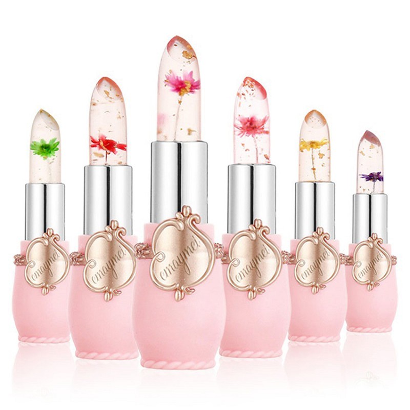 6Pcs Crystal Clear Flower Jelly Lipstick Set Long Lasting Moisturizing