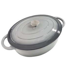 Godappe Enameled Oval Cast Iron Dutch Oven 7 qt Dutch Oven Pot with Lid Non-stick Enamel Coated Dutch Oven for Braising, Broiling, Bread Baking, Frying(Slate Gray)