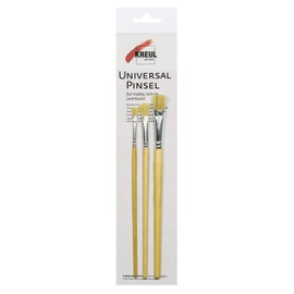 Universal Flat Brush Bristles Made of Strong Light Pig Bristles Flat School Paint Brush, 3 Brushes in Sizes 4, 8 and 12