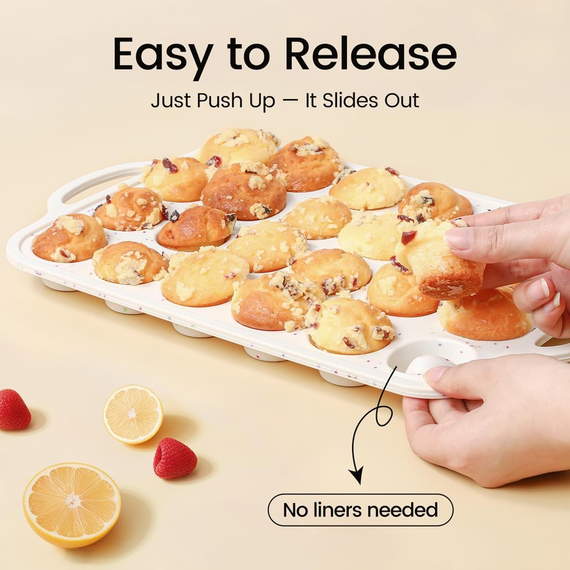 Vinino 2Pack Mini Silicone Muffin Pans for Baking with Metal