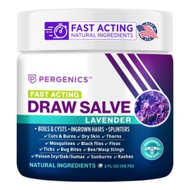 Pergenics Drawing Salve Ointment with Natural Lavender Herbal Extract for ingrown Hair, Boil & Cyst, Splinter Remover, Bug and Spider Bites, bee Sting, Mosquito bite Itch, Poison Ivy, 2 oz (1 Pack)