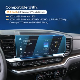 LFOTPP For 2025 Chevy Silverado Screen Protector -2022~2025 Silverado1500& 2024-2025 Silverado2500HD 3500HD(LT/RST/LTZ/High Country/LT Trail Boss/ZR2/ZR2 Bison) 13.4 Inch Touchscreen [HD Glass]