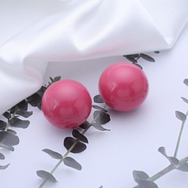 Enautoabs Vintage Candy Color Ball Earrings Mixed Round Imitation Pearl Earrings Multi Color Round Ball Earrings Large Ball Bead Stud Earrings Pink Ball Statement Earrings Jewelry for Women