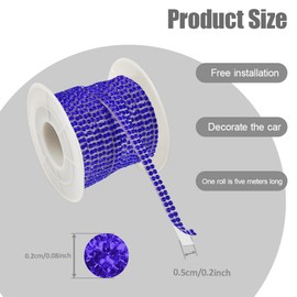 HQRNYP 16.4Ft Bling Car Trim Self Adhesive, Glitter Car Accessories, Rhinestone Dashboard Line Molding Sticker DIY Trim Strip, Auto Decorations Rhinestone Strips Ribbon for Women Girls (Blue)