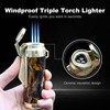 Torch Lighter,Triple Jet Flame Refillable Windproof Adjustable Butane Gas Lighter