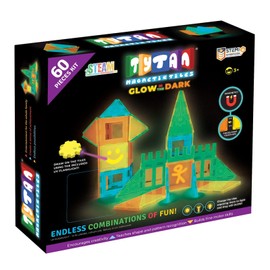 Tytan 60 Piece Glow in the Dark Magnetic Building Tiles Set with Flashlight
