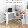 360 Degree Rotating White L-Shaped Corner Computer Desk Home Office