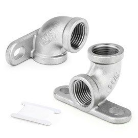 ERGAOBOY 2 Pcs 1/2" Female BSP Elbow with Base Plate, Pipe Fittings Stainless Steel 304 Cast for Pipe Connections