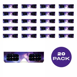 Paper Cardboard Galaxy Print Line Diffraction Glasses - 20 Pack Firework Party Glasses Bulk Rave Glasses