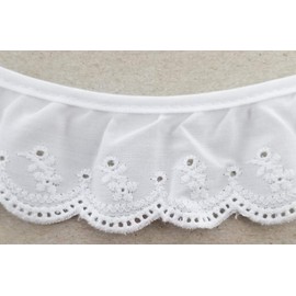 1-3/4" Ruffled Gathered Embroidery Eyelet Trimming - 8 Yards! (White)