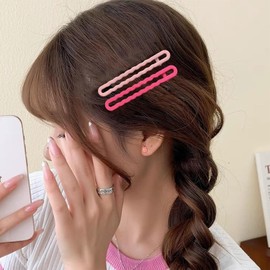 Pink Flat Hair Clips for Styling - 4Pcs Alligator Metal Hair Clips Duck Billed Hair Accessories No Bend No Crease Hair Pins Barrettes for Women Girls Hairstyling Bangs Makeup (Pink, One size)