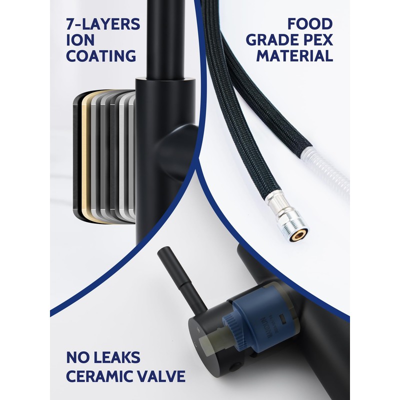 Kitchen Faucet with Pull Down Sprayer, Waterfall Single Hole Single