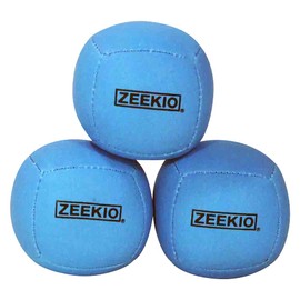Zeekio Lunar Juggling Balls - [Set of 3], Professional UV Reactive, 6-Panel Balls, Synthetic Leather, Millet Filled, 110g Each, Solid Blue