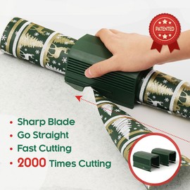 THCOSN 2PC Wrapping Paper Cutter Christmas Paper Roll Cutters Paper Cutter Slider Tool Set Christmas Gift Packing Wrapping Cutting Supplies for Crafting Birthday Gifts Wrap Rolls (2PC Army Green)