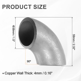 sourcing map 1Pcs 90° Mandrel Bend Elbow Pipe, 304 Stainless Steel Bend Tube Exhaust Elbow OD 1.5", Thickness 0.16", Length 2.32" for Car Exhaust Modification, Silver Tone