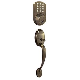 MiLocks BTF-02AQ Electronic Keyless Entry Door Lock with Passage Handle Set Combo, Auto-Lock Triple Security System, Easy to Install Keypad Door Lock for Interior or Exterior Use, Antique Brass