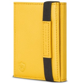 VON HEESEN Slim Wallet with RFID Protection - Men's Small Wallet - Mini Purse Women's Wallet - Card Holder Genuine Leather Card Wallet - Leather Credit Card Holder, yellow, Mini coin compartment