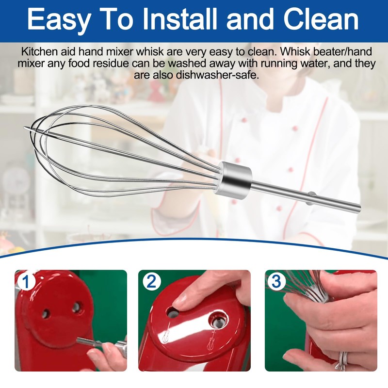 Hand Mixer Whisk for Kitchenaid Hand Mixer Attachments KHMPW,KHM7210, KHM512,