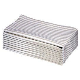 AKCOT - Servilletas de tela de algodón pequeñas a rayas, juego de 6 servilletas de cena (18 x 18 pulgadas), tela de uso diario para eventos, regalo, decoración del hogar, fiesta de cocina, boda, beige